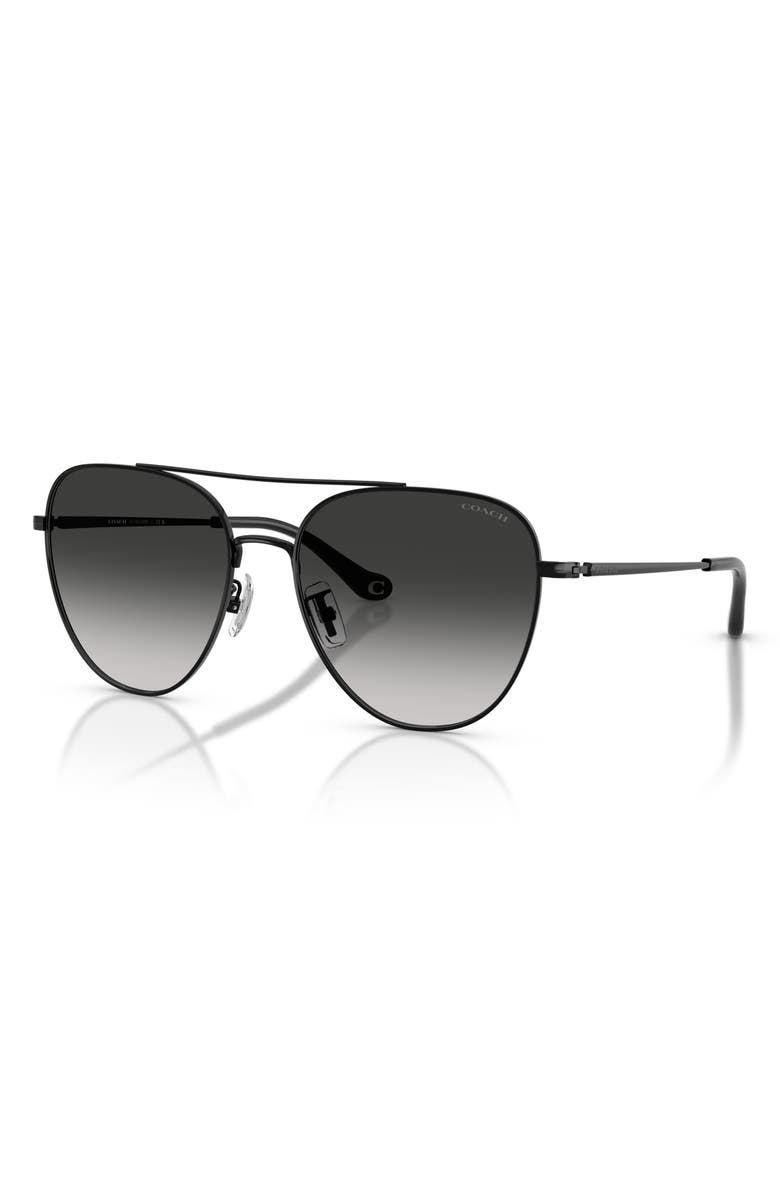 COACH 56mm Gradient Pilot Sunglasses, Alternate, color, Shiny Black / Grey Gradient