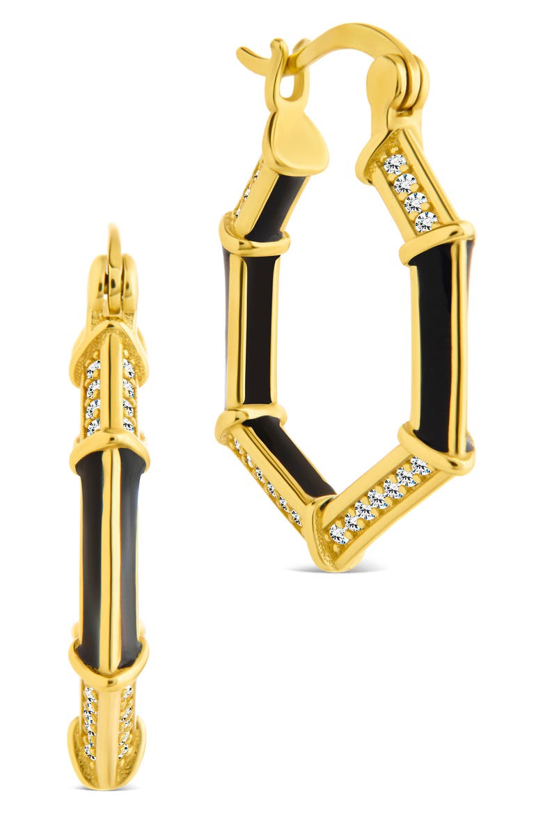Lina Enamel & Cubic Zirconia Hoop Earrings, Main, color, GOLD