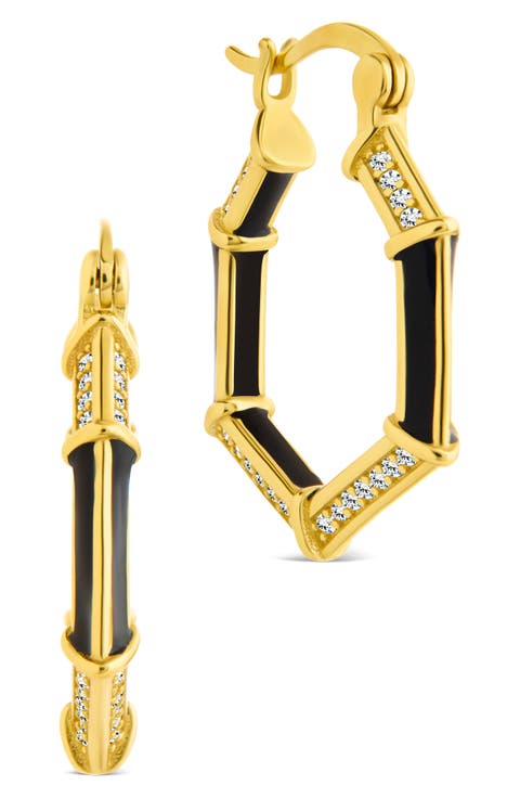 Lina Enamel & Cubic Zirconia Hoop Earrings