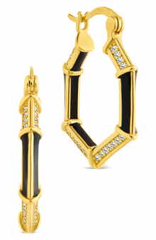 Lina Enamel & Cubic Zirconia Hoop Earrings