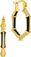 Sterling Forever Lina Enamel & Cubic Zirconia Hoop Earrings