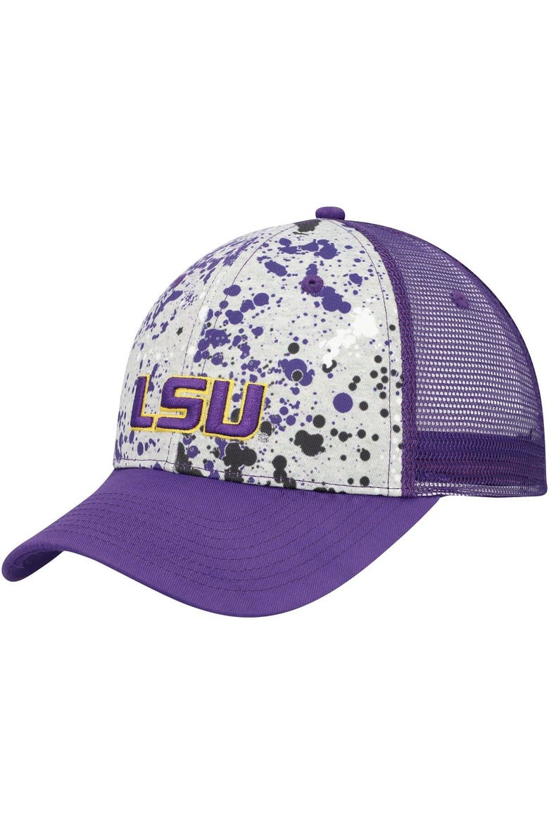 Men's Colosseum Gray/Purple LSU Tigers Love Fern Trucker Snapback Hat, Main, color, Gray