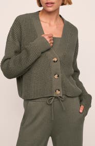Eberjey Waffle Knit Crop Cardigan