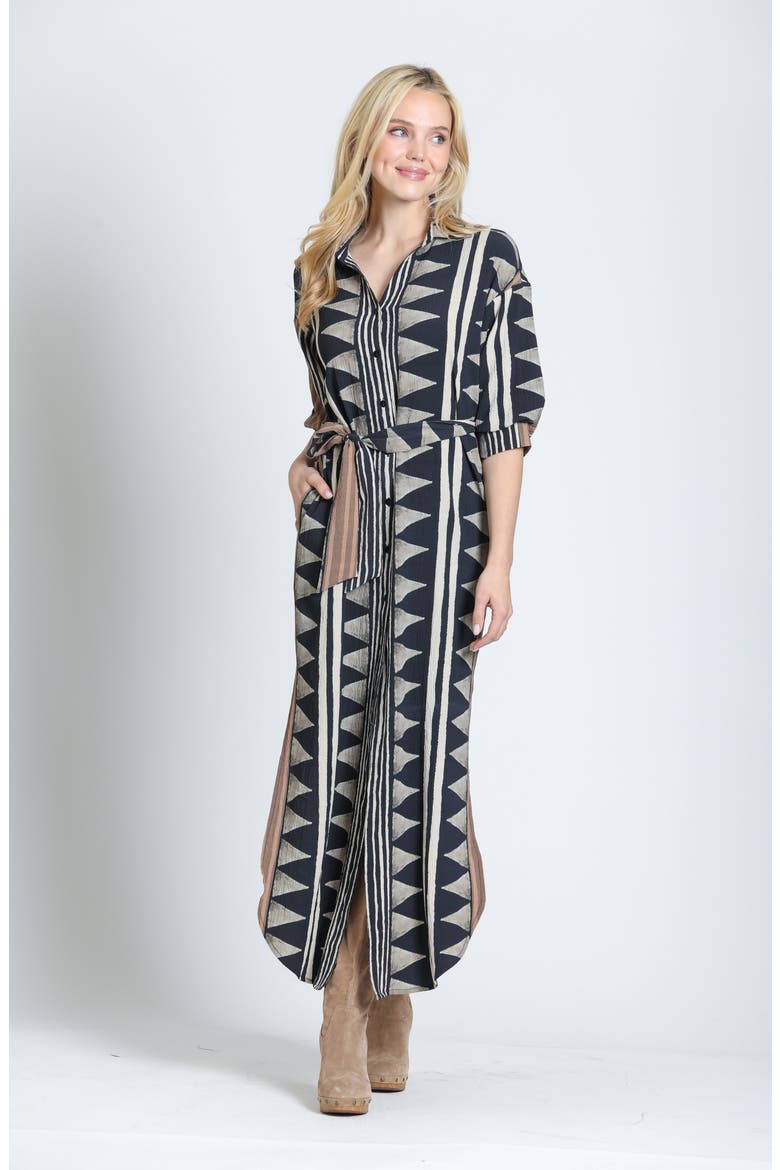 Belted Puff Sleeve Maxi Dress, Alternate, color, ONYX/ECRU