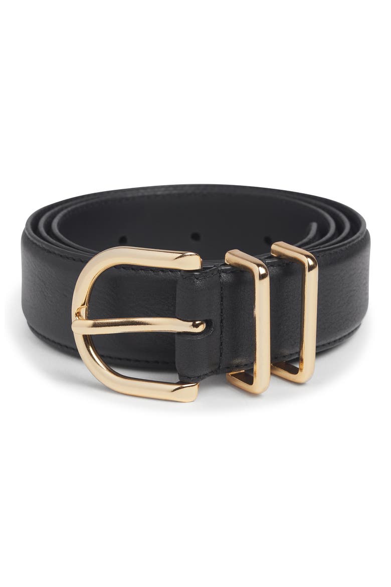 The Fancy Juni Leather Belt, Alternate, color, BLACK/POLISHED GOLD