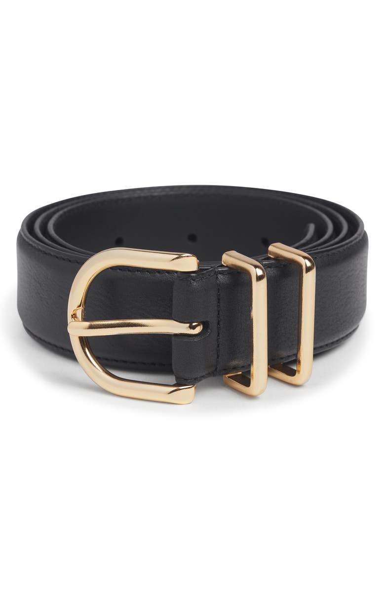 Favorite Daughter The Fancy Juni Leather Belt, Alternate, color, Black/Polished Gold