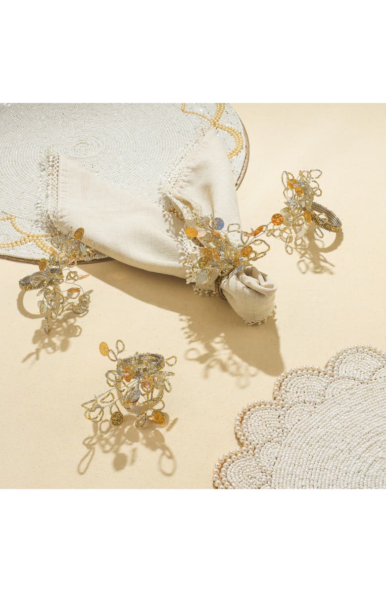 Tiramisu Cascade Set of 4 Napkin Rings, Alternate, color, Gold/ Silver