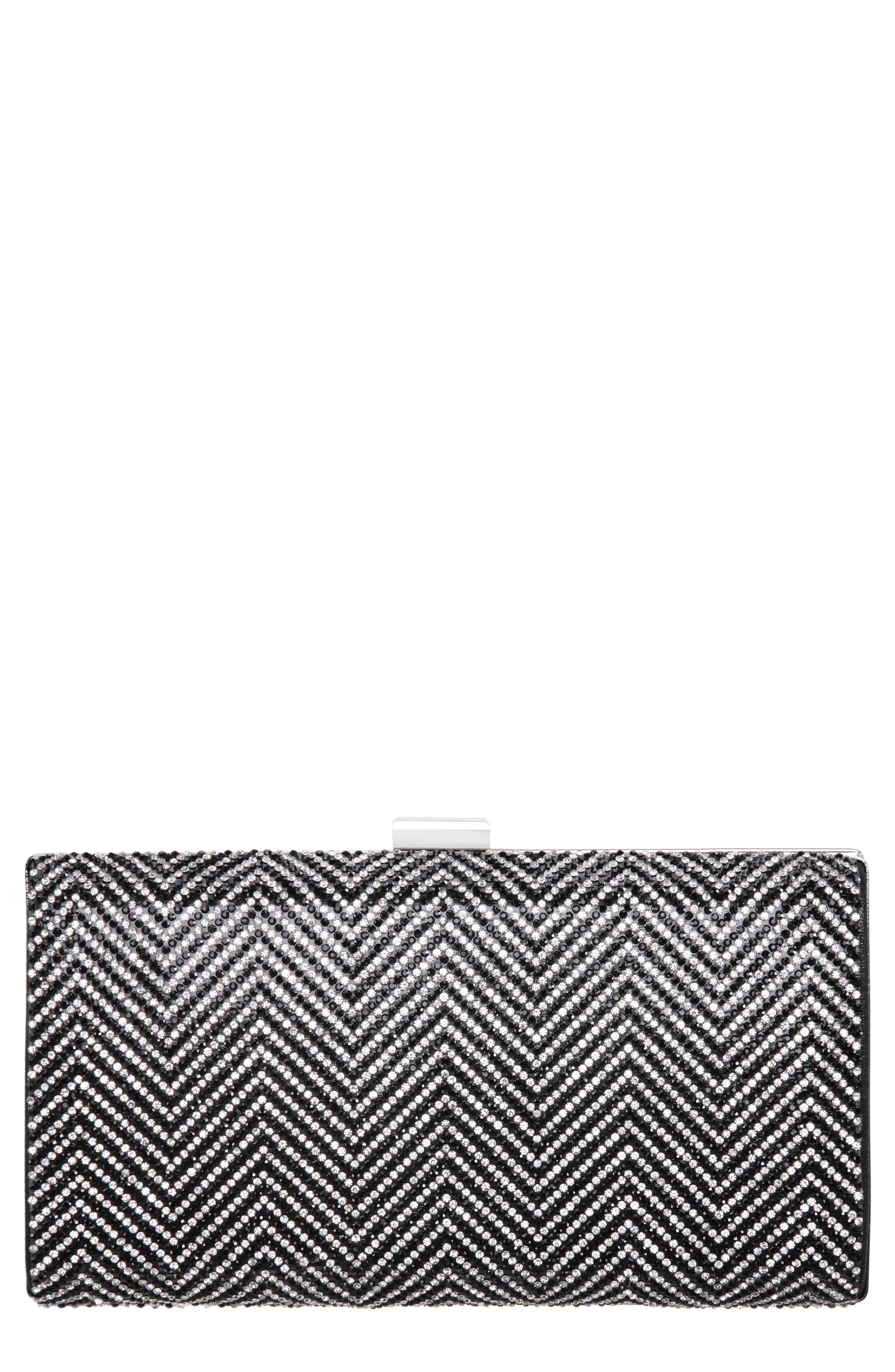 Nina Laken Crystal Embellished Box Clutch, Main, color, 