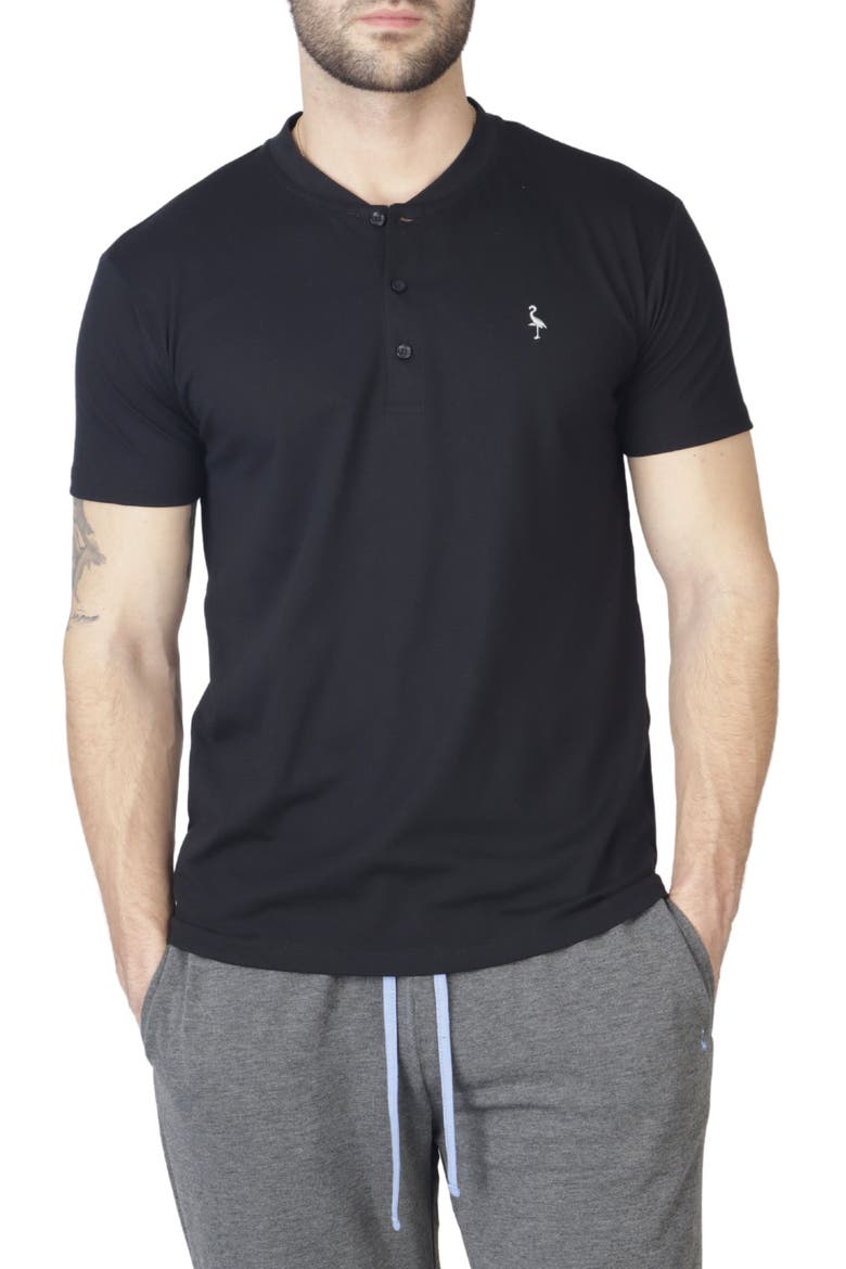 Short Sleeve Henley T-Shirt, Main, color, BLACK