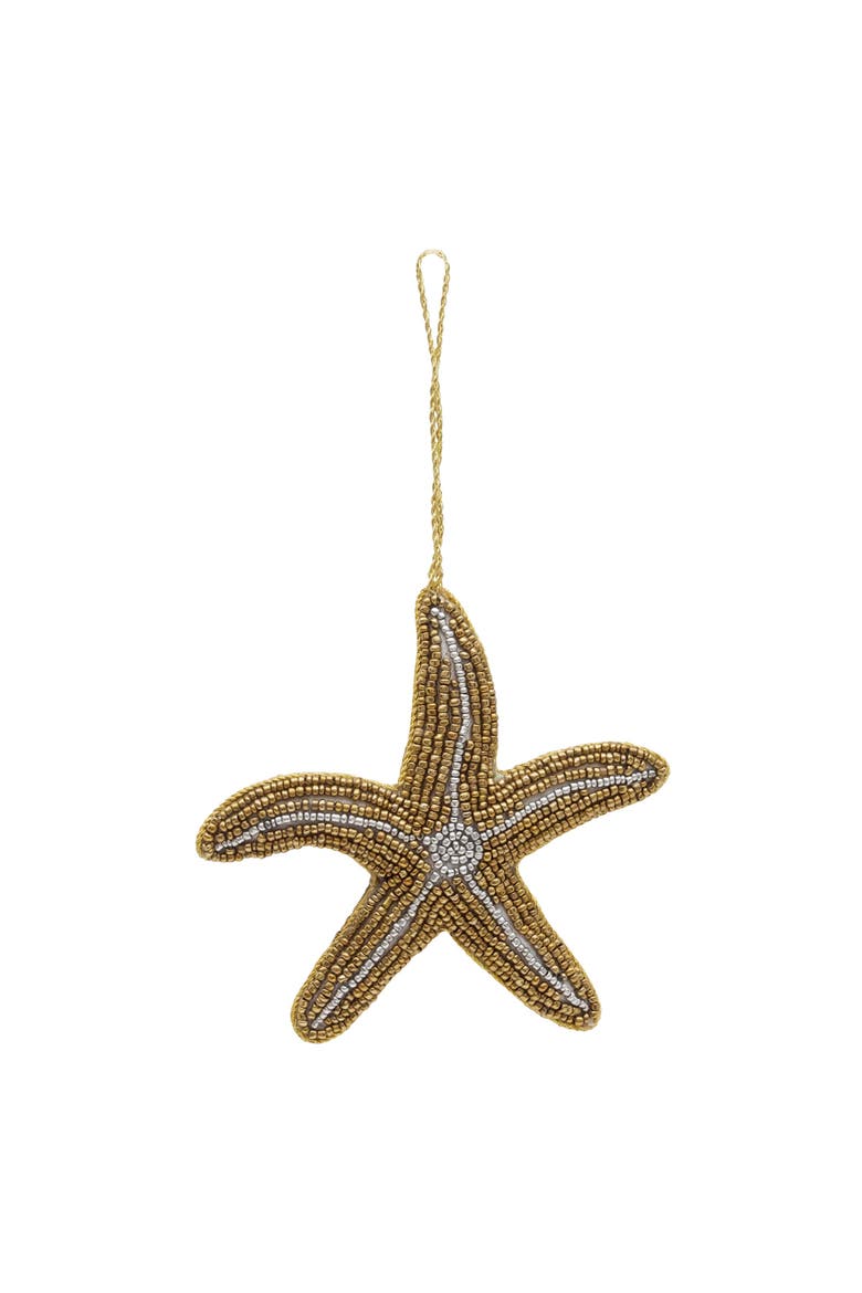 Sea Star Beaded Christmas Tree Ornament, Main, color, Gold