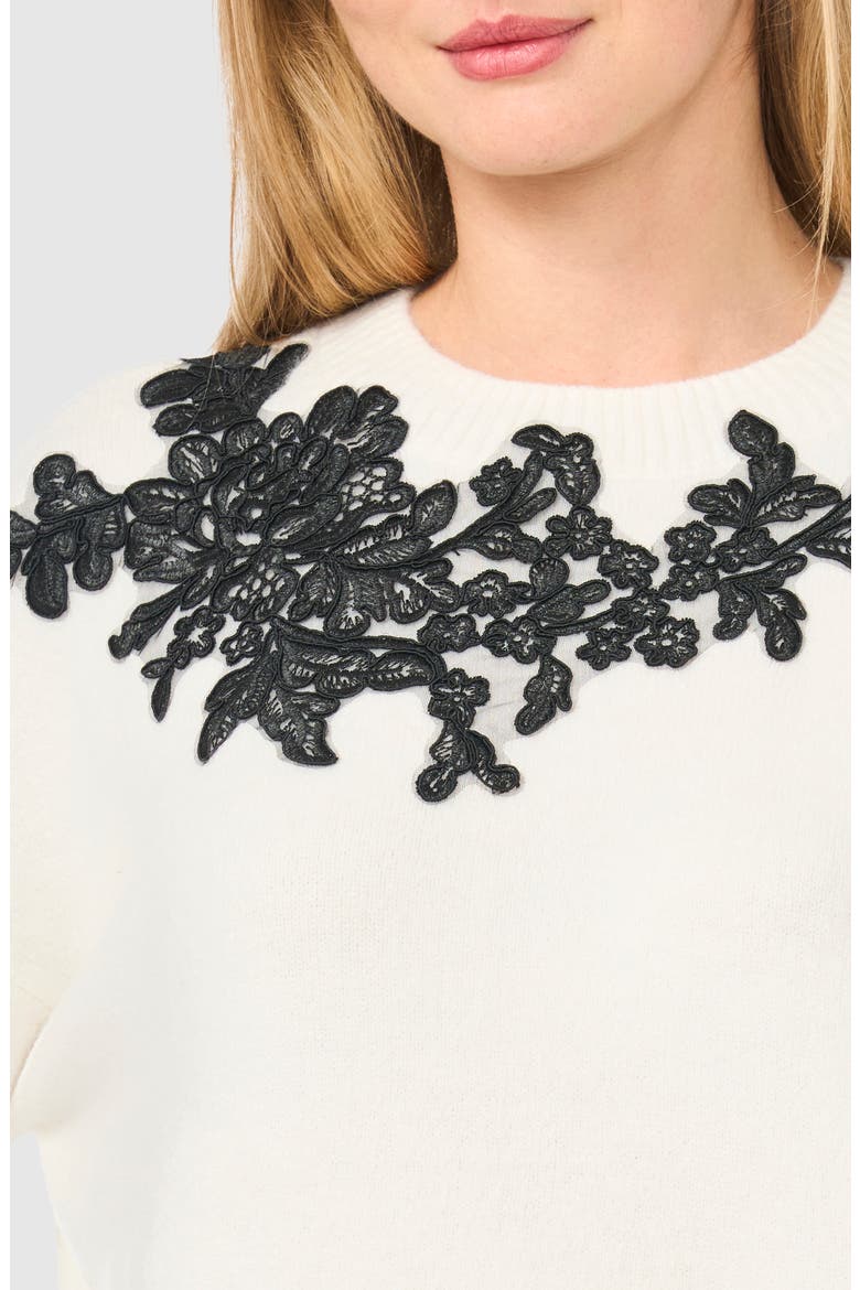 Lace Trim Sweater, Alternate, color, ANTIQUE WHITE