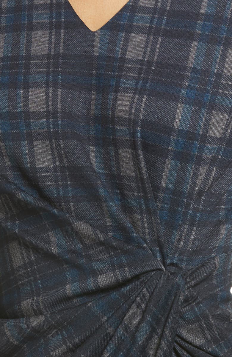 Tahari Plaid V-Neck Sheath Dress, Alternate, color, 