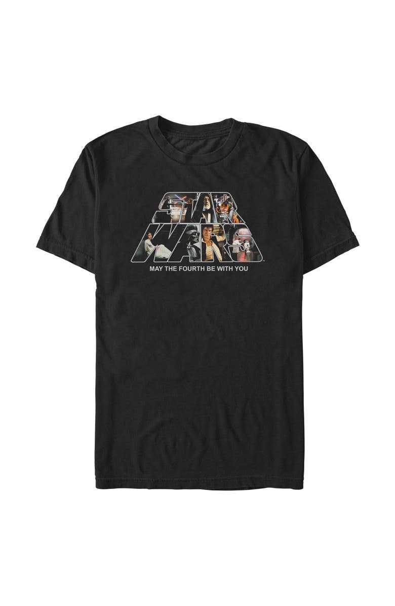 Star Wars Men's Star Wars Classic Logo Collage May The Fourth Graphic T-Shirt, Main, color, Black