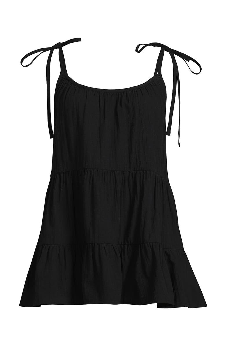Lands' End New Tiered Cover Up Mini Dress, Alternate, color, Black