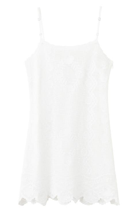 Scalloped Crochet Cotton Minidress