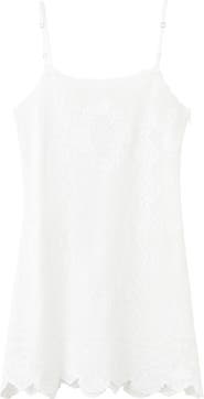 MANGO Scalloped Crochet Cotton Minidress