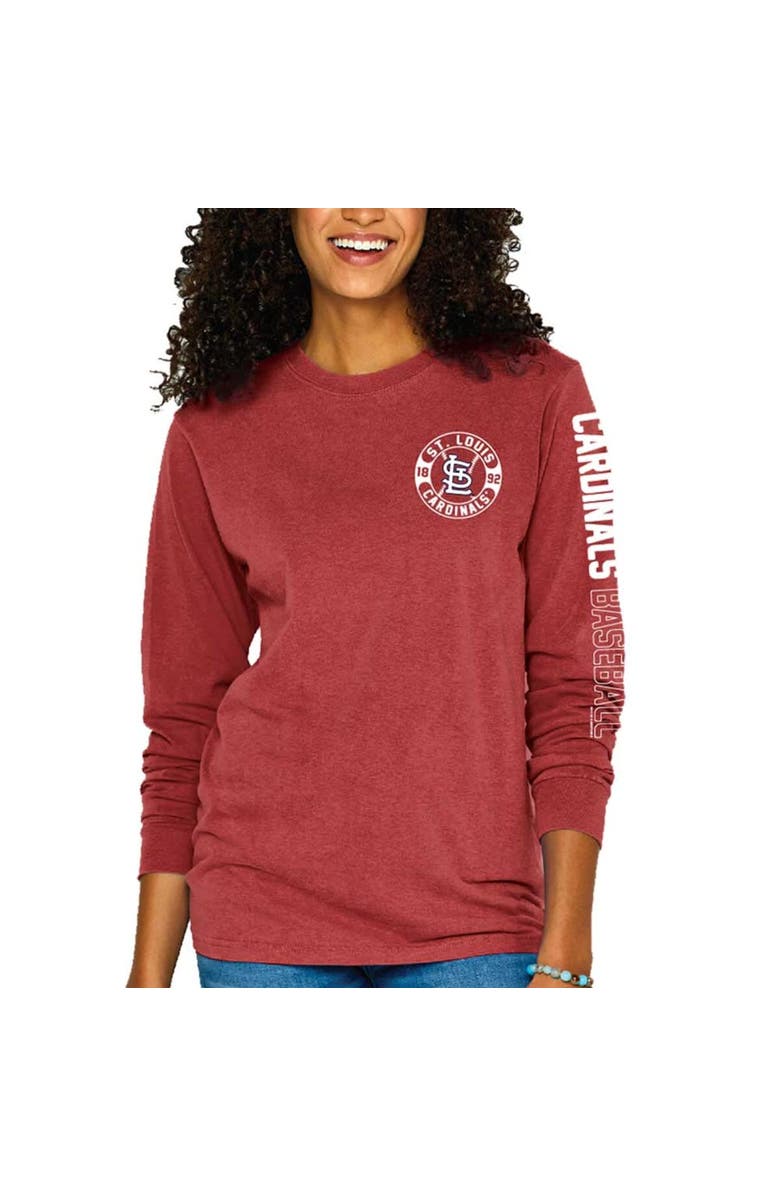 SOFT AS A GRAPE Women's Soft as a Grape Red St. Louis Cardinals Pigment-Dyed Long Sleeve T-Shirt, Alternate, color, 