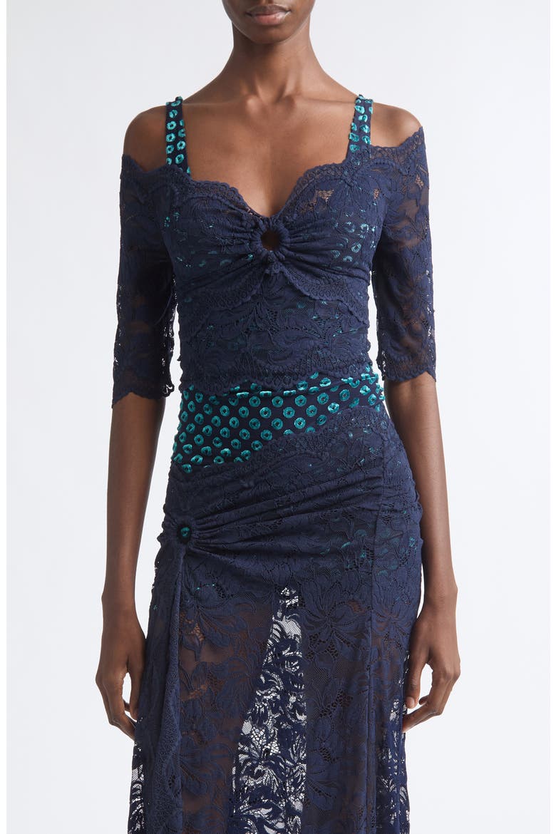 Trompe l'Oeil Lace Top, Main, color, DEEP NAVY