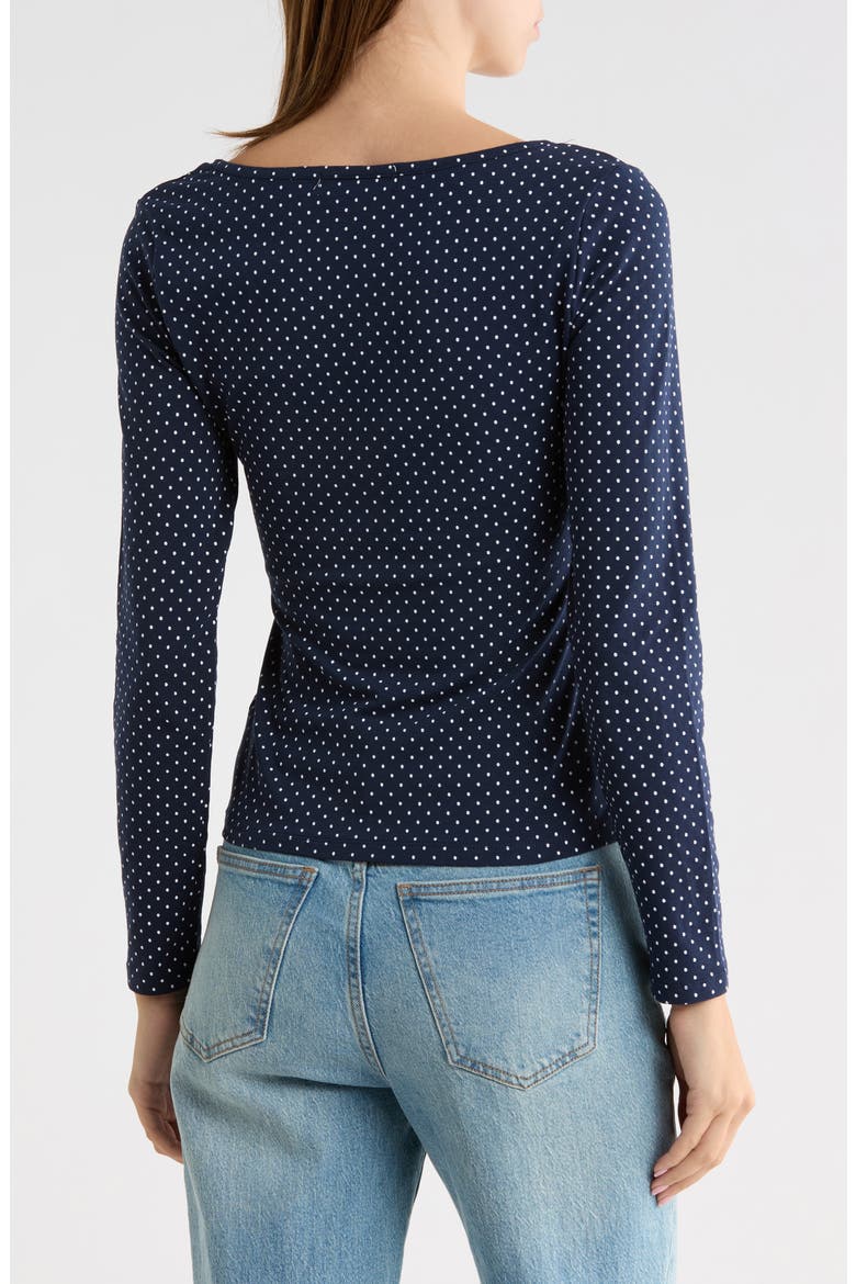 Surplice Neck Long Sleeve Top, Alternate, color, NAVY COMBO