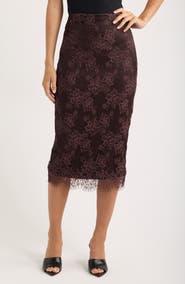 HOUSE OF CB Serelle Floral Lace Overlay Midi Skirt