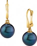 The Pearl Source Black Freshwater Pearl Classic Elegance Earrings