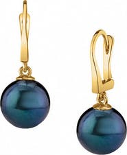 The Pearl Source Black Freshwater Pearl Classic Elegance Earrings