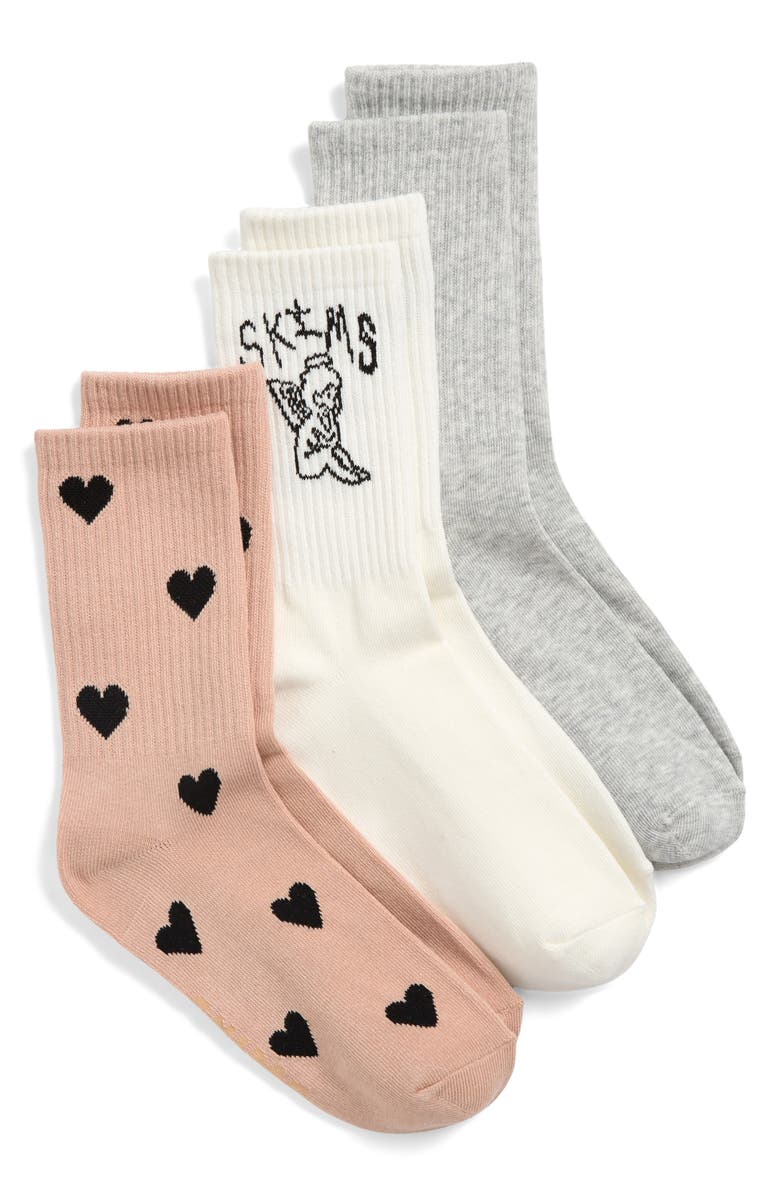 SKIMS 3-Pack Sport Socks, Main, color, Spaced Hearts Multi