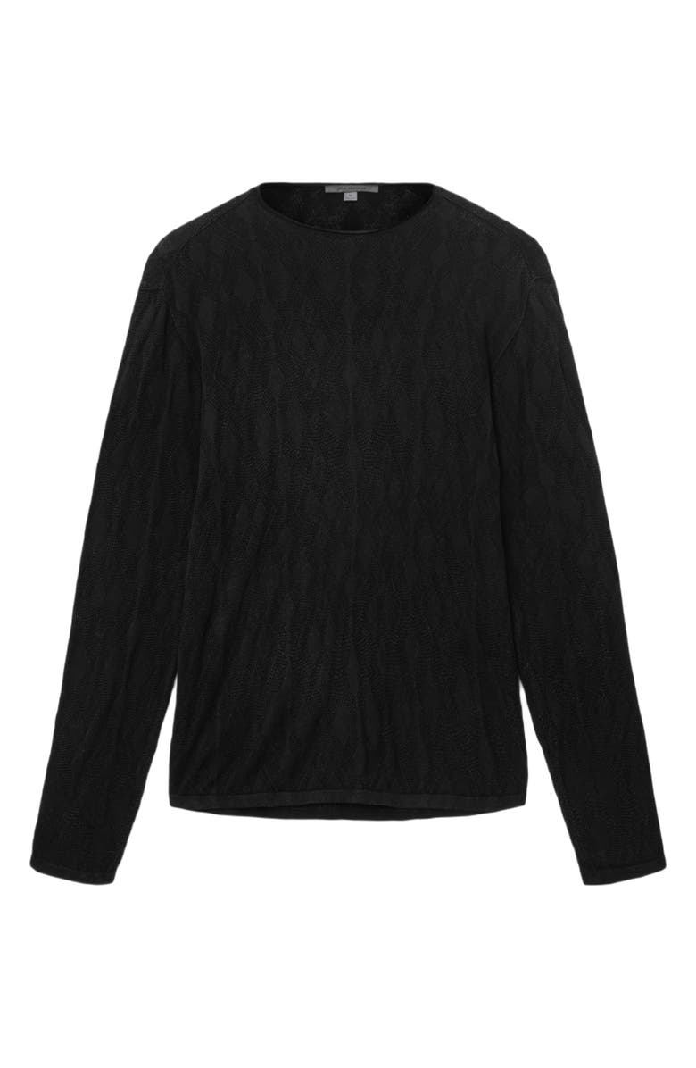 John Varvatos Brycen Broken Argyle Organic Cotton Sweater, Alternate, color, Black