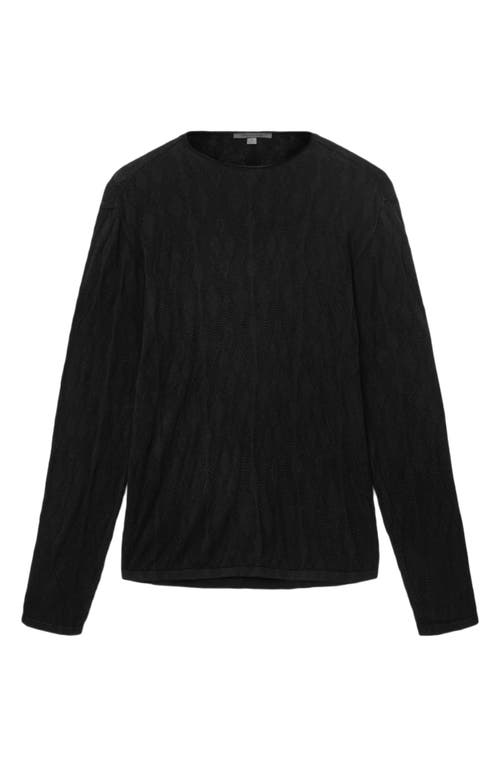 John Varvatos Brycen Broken Argyle Organic Cotton Sweater In Black