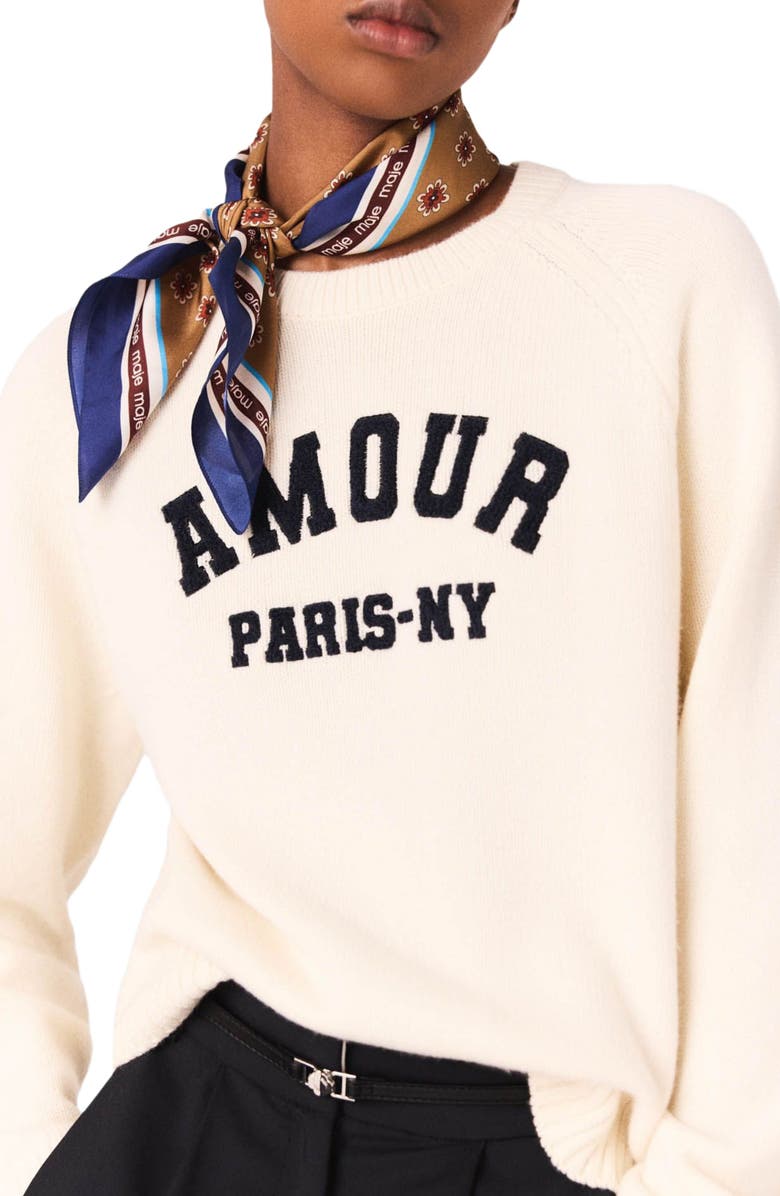 maje Rib knit sweater, Alternate, color, Ecru