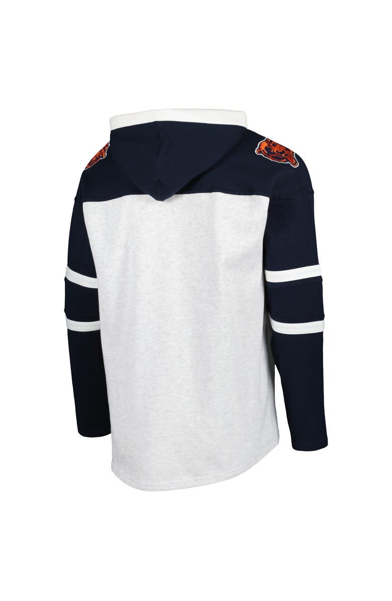 '47 Men's '47 Chicago Bears Heather Gray Logo Gridiron Lace-Up Pullover Hoodie, Alternate, color,