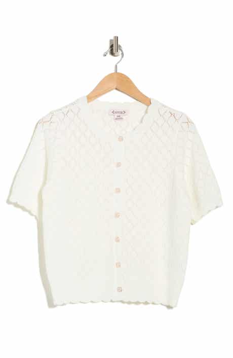 Nanette Lepore Pointelle Short Sleeve Cardigan