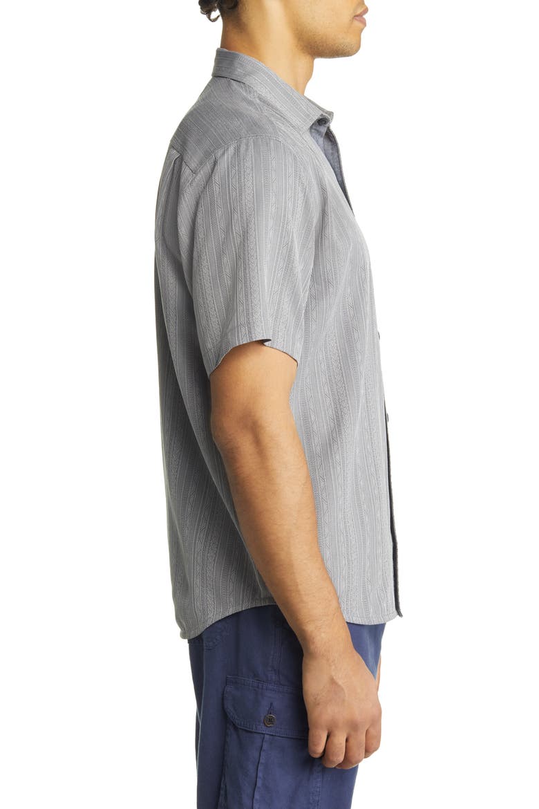 Salt Island Stripe Short Sleeve Silk Button-Up Shirt, Alternate, color, SHADOW