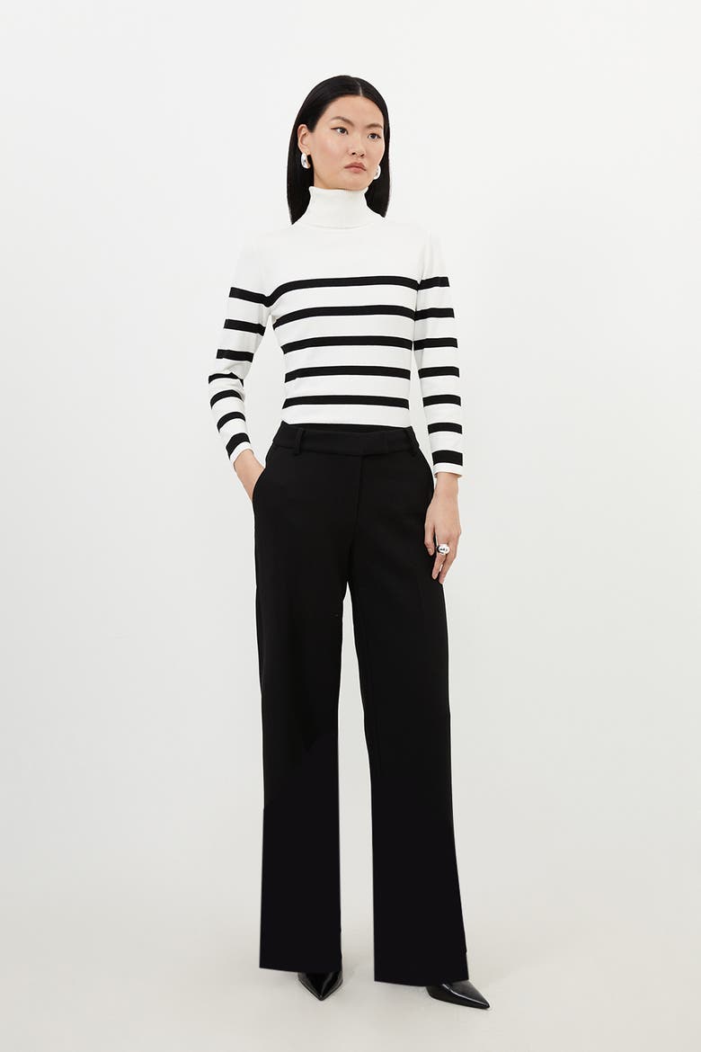 Petite Tailored Straight Leg Pants, Alternate, color, Black