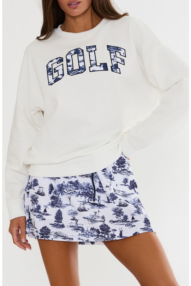 Devyn Graphic Oversized Sweatshirt, Main, color, EVENING GOLF TOILE