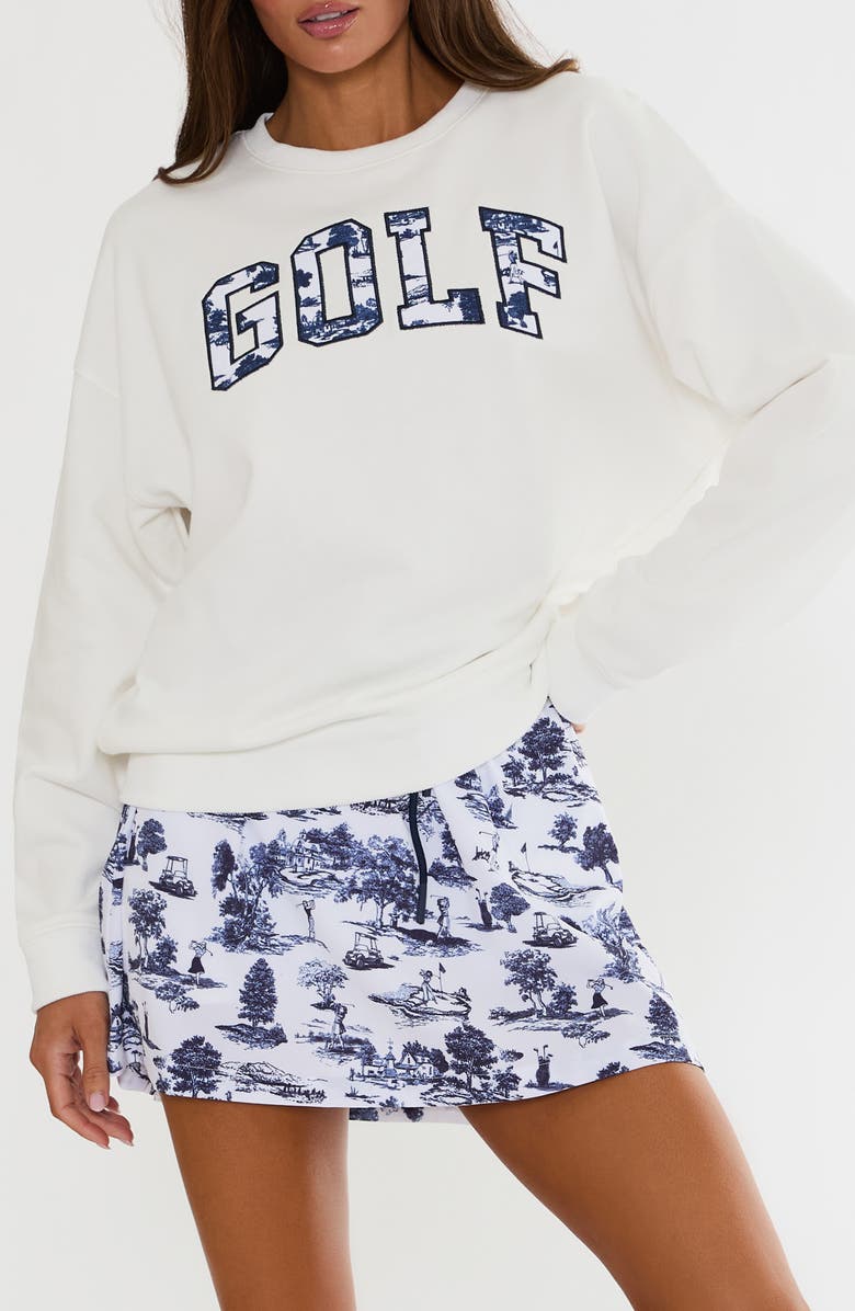 Beach Riot Devyn Graphic Oversized Sweatshirt, Main, color, Evening Golf Toile