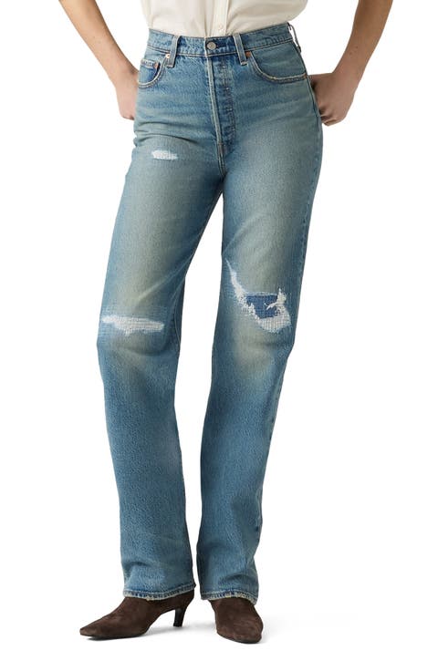 Ribcage Rip & Repair High Waist Straight Leg Jeans