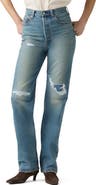 Levi's Ribcage Rip & Repair High Waist Straight Leg Jeans
