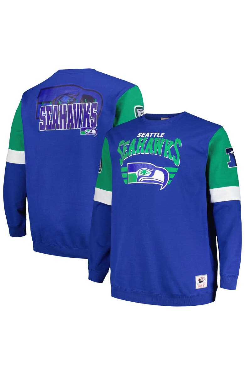 Mitchell & Ness Men's Mitchell & Ness Royal Seattle Seahawks Big & Tall Fleece Pullover Sweatshirt, Main, color, Royal