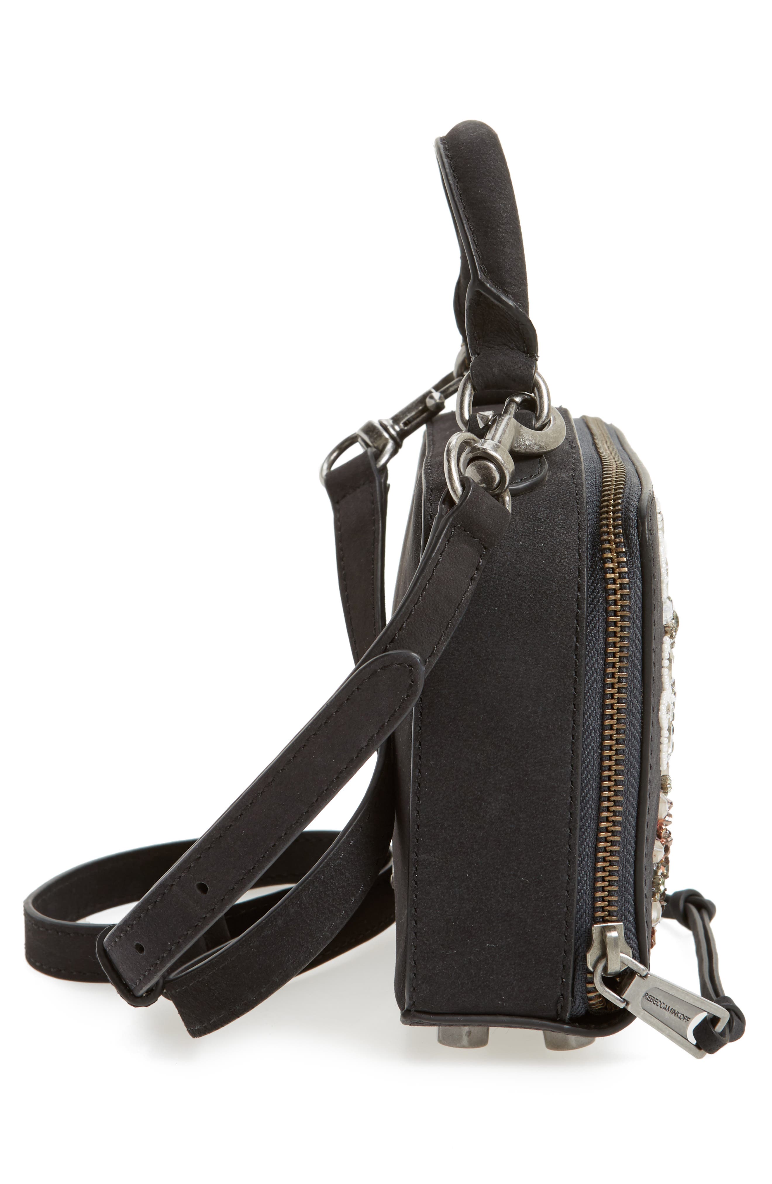 Rebecca Minkoff Embellished Box Leather Crossbody Bag, Alternate, color, 