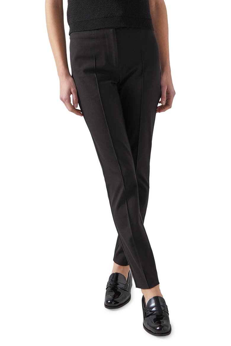 Esen Cotton Blend Stretch Twill Pants, Main, color, BLACK
