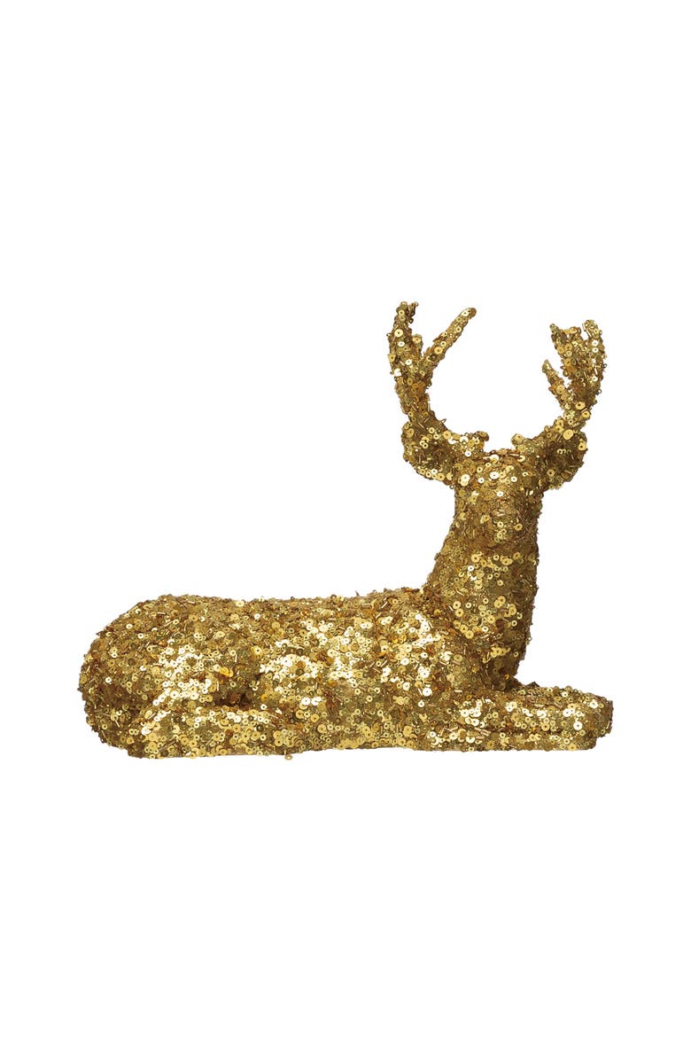 Resin & Sequin Deer, Gold, Main, color, Gold