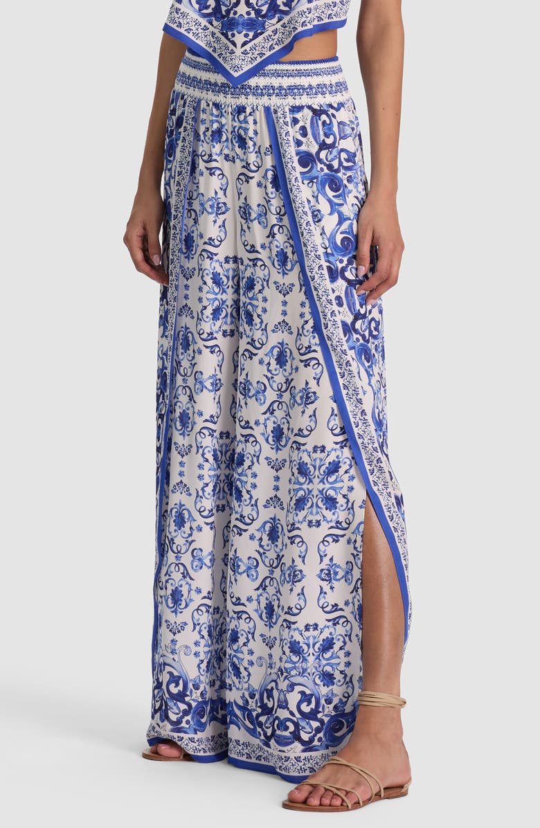 Alice + Olivia Larissa Smocked Wide Leg Split Pants, Alternate, color, Solstice