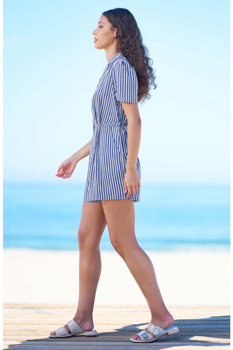Stripe Retro Playsuit, Alternate, color, Blue