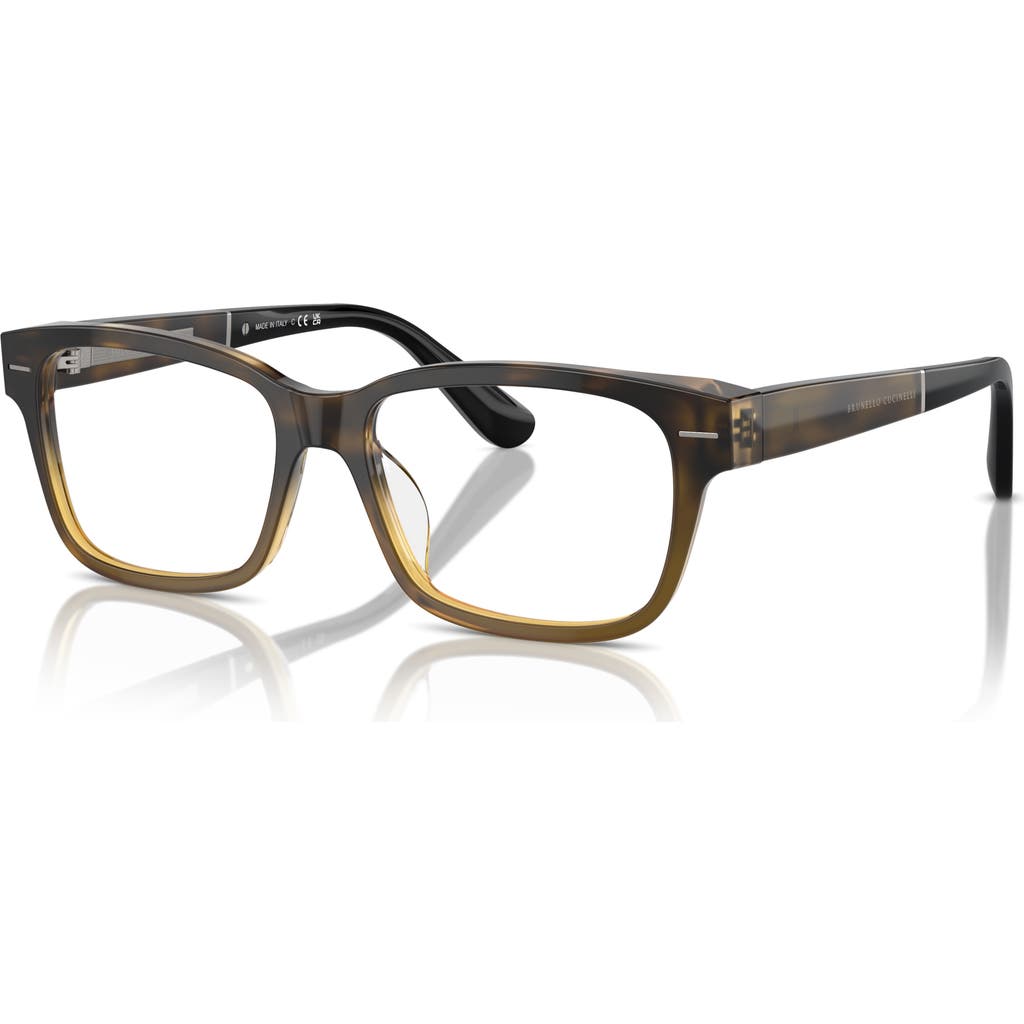 Brunello Cucinelli 53mm Rectangle Optical Glasses In Black