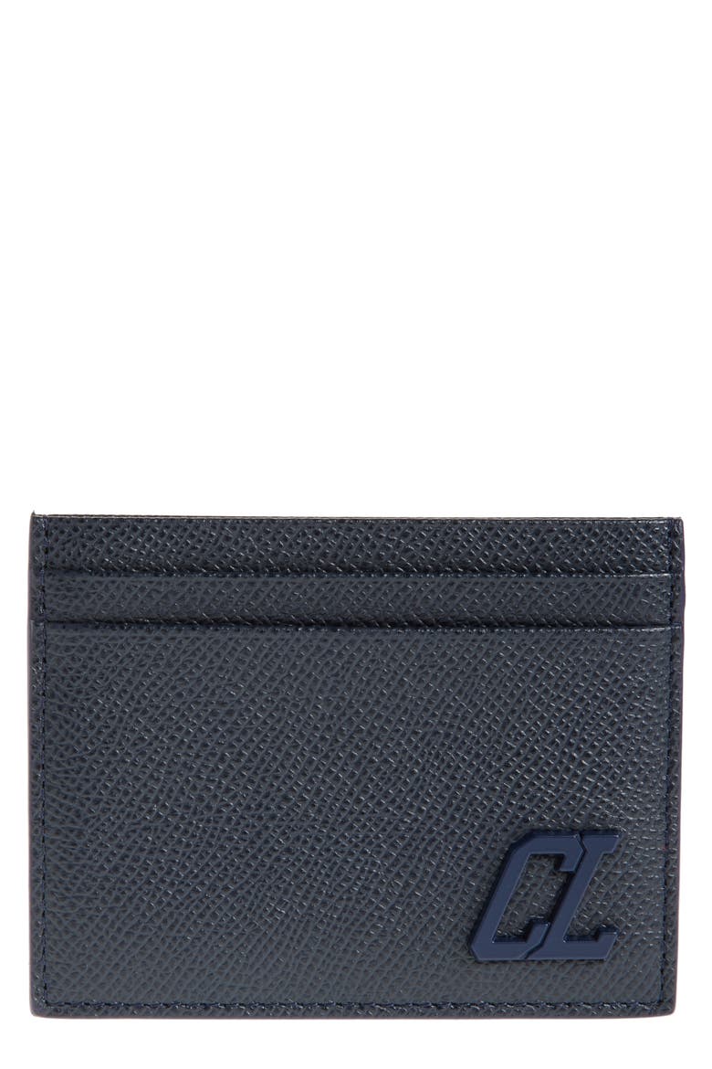 Groovy Calfskin Card Holder, Main, color, NAVY