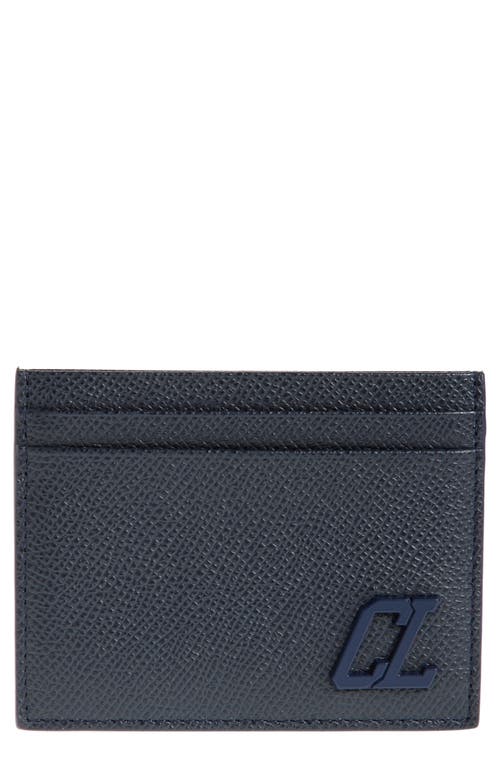 Christian Louboutin Groovy Calfskin Card Holder In Navy