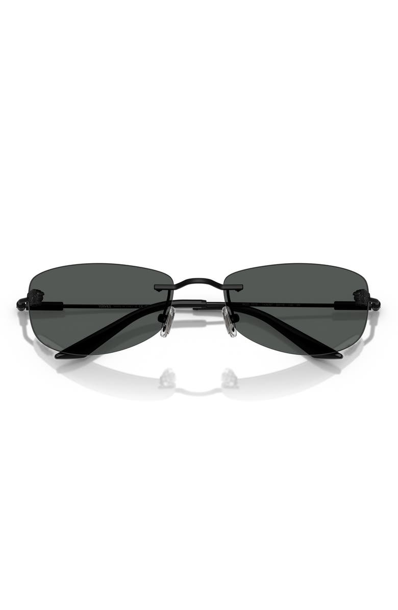 Versace 60mm Rectangular Sunglasses, Alternate, color, Matte Black