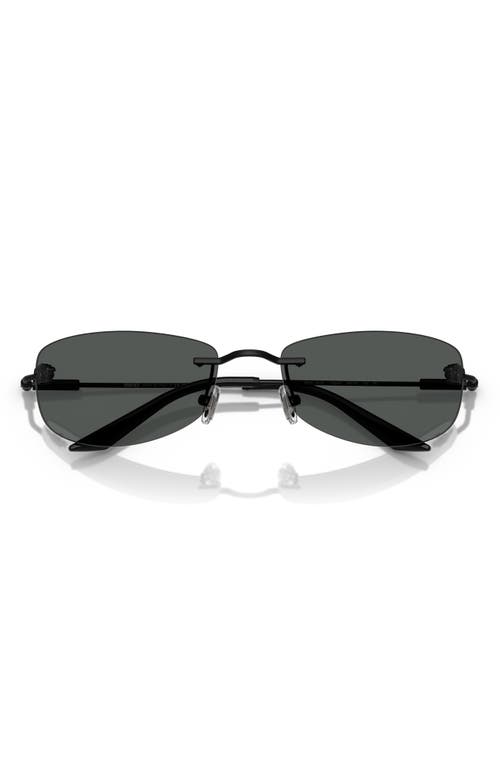 Versace 60mm Rectangular Sunglasses In Matte Black