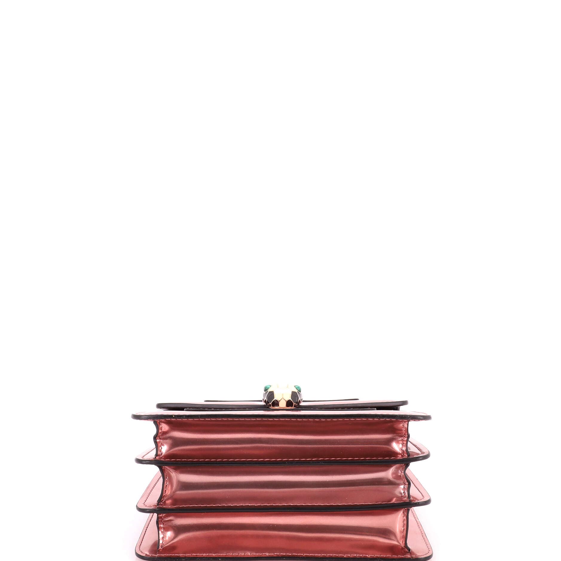 Serpenti Forever Top Handle Bag Patent Small, Alternate, color, Metallic Silver